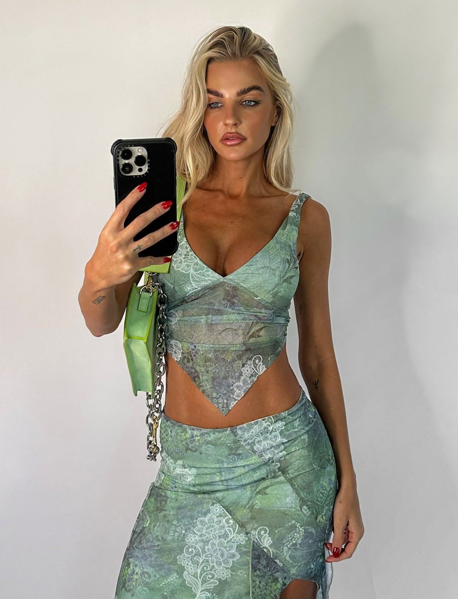 Tops Tiger Mist | Theo Top - Green : Floral