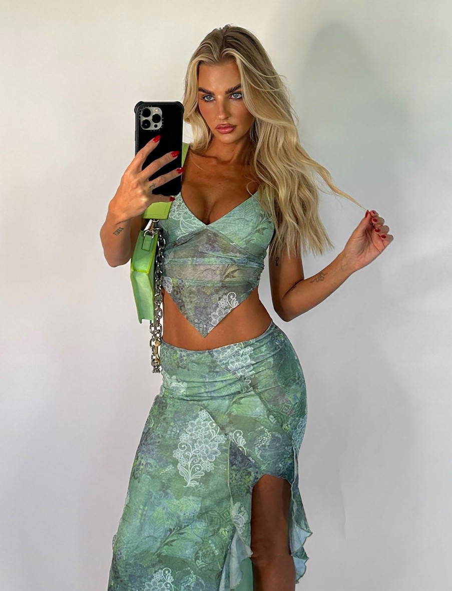 Tops Tiger Mist | Theo Top - Green : Floral