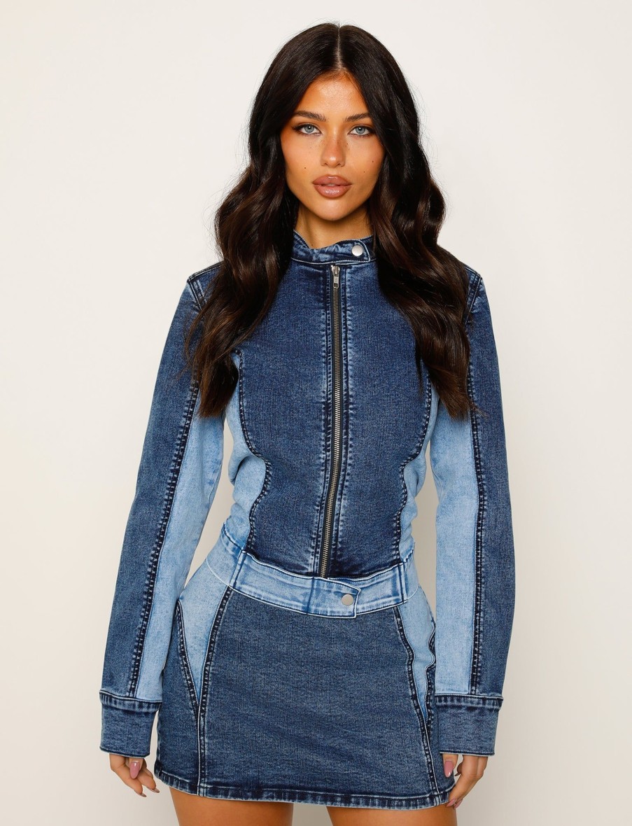 Denim Tiger Mist | Brita Jacket - Blue : Mid Wash