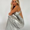 Resort Wear Tiger Mist | Elvia Maxi Dress - Grey : Silver : Silver Metallic