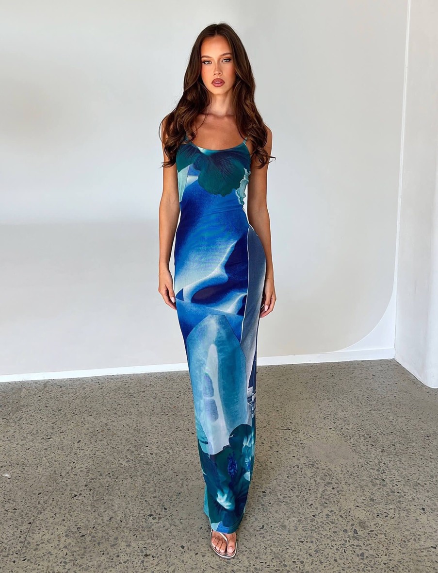 Dresses Tiger Mist | Ardon Maxi Dress - Artist Print-Blue