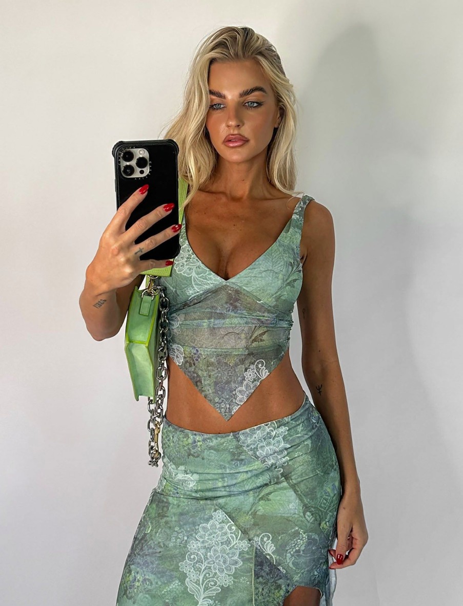 Festival Tiger Mist | Theo Top - Green : Floral