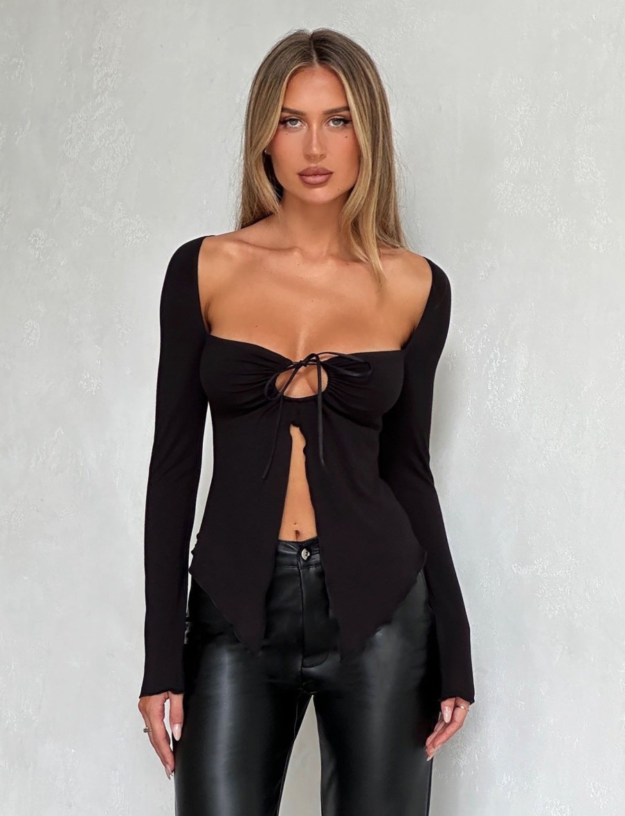 Basics Tiger Mist | Karolina Jersey Long Sleeve Top - Black